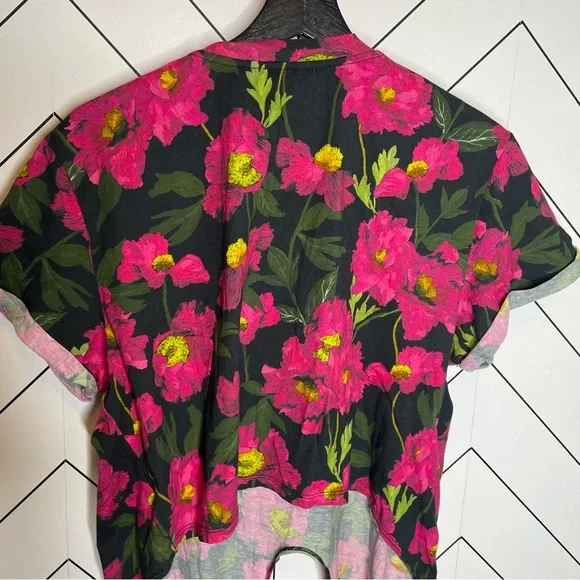 Alice + Olivia | Jasper Tie Waist Roll Sleeve T-Shirt Top Size XL - Picture 6 of 9